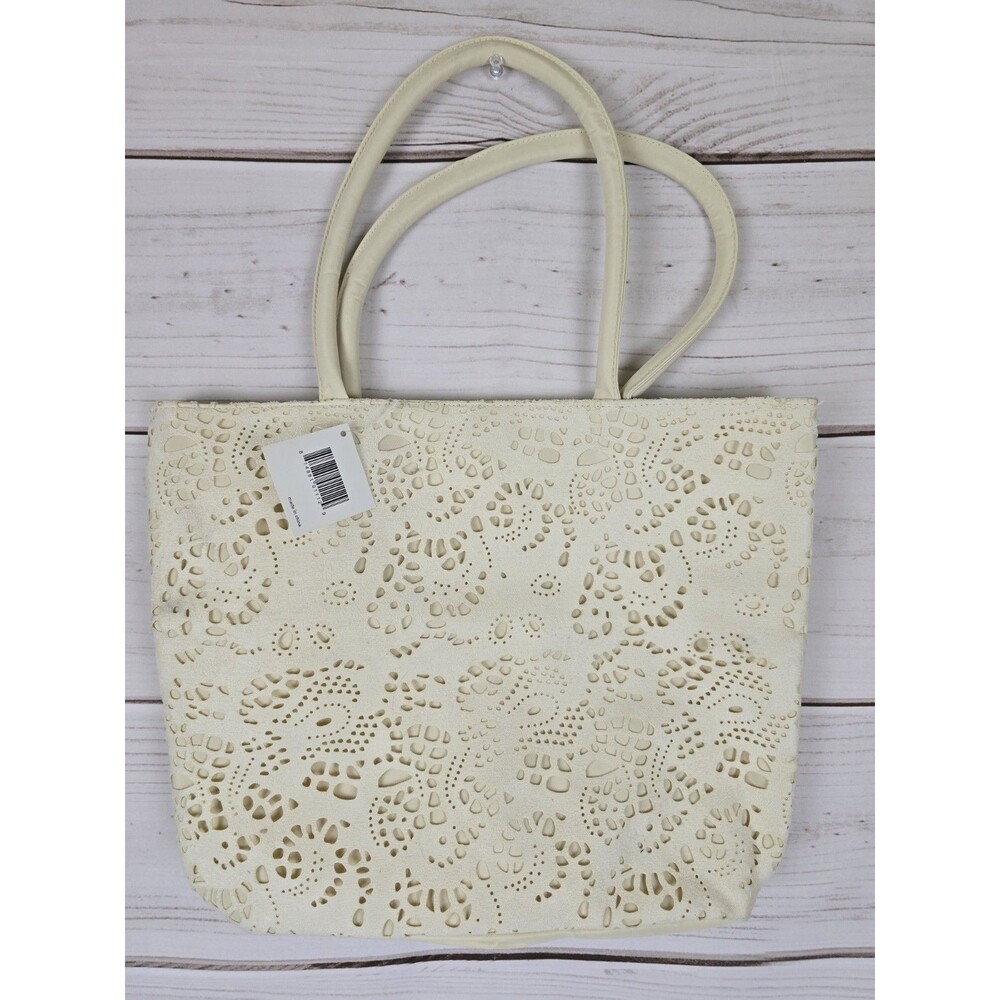 Nordstrom Tote Shoulder Bag NEW Off White  Summer Beach Lace Makeup Travel